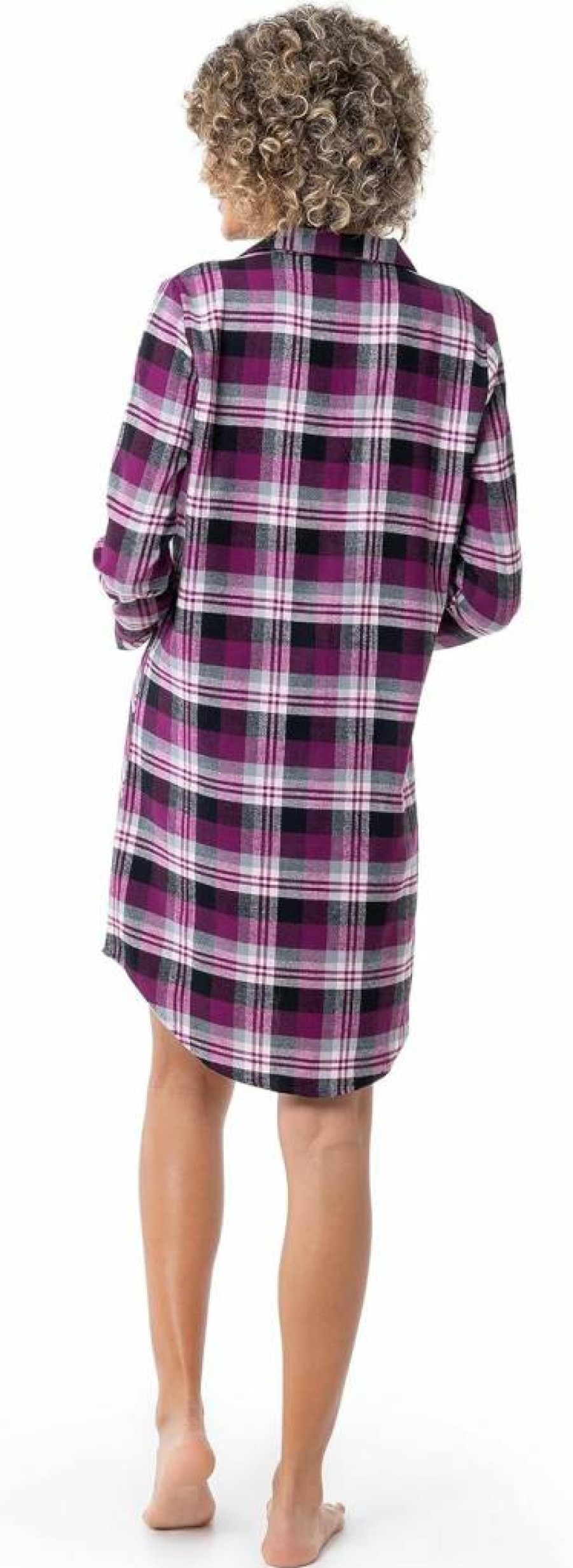 Fruit of the Loom Women's Cozy Flannel Sleep Shirt - Soft Long Sleeve Nightwear for Comfortable Lounge & Bedtime