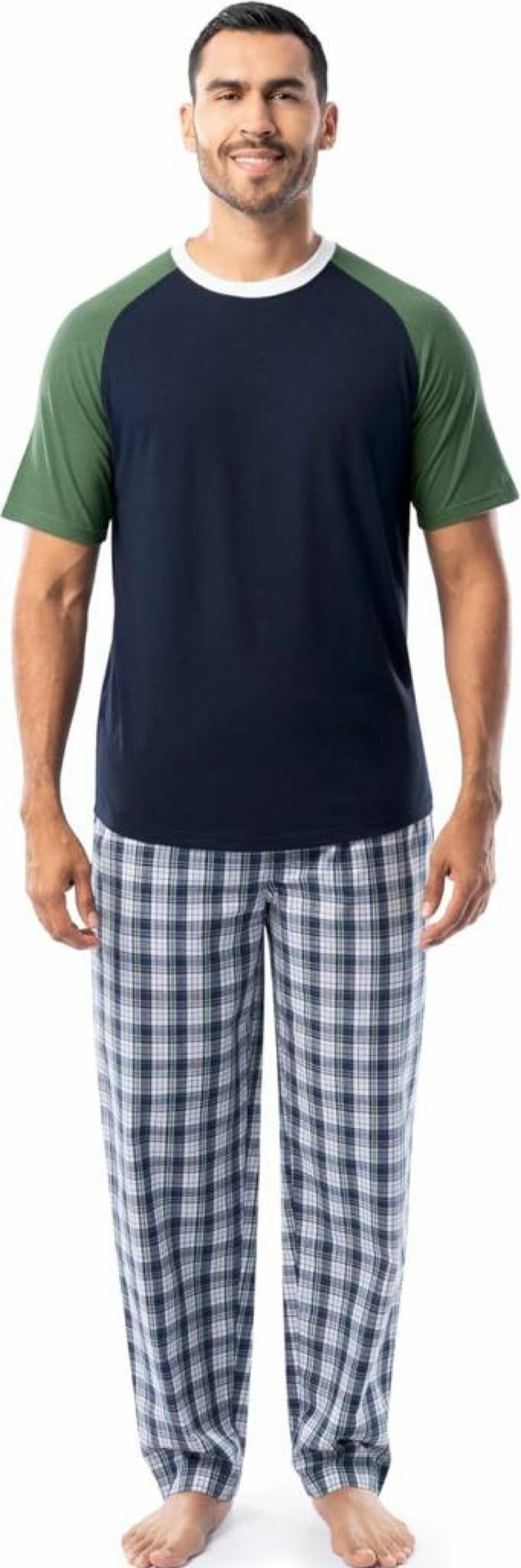 Fruit of the Loom Men's Comfortable Jersey Henley & Broadcloth Pajama Set - Sleepwear PJS