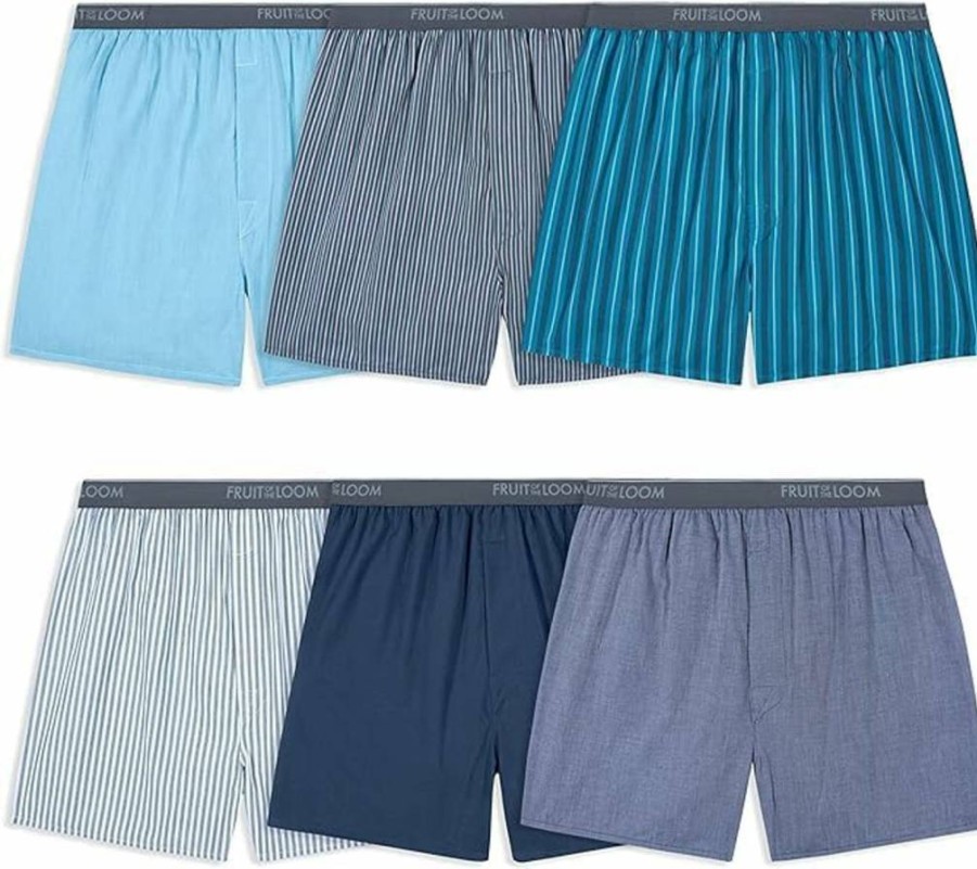 Fruit of the Loom Men's 6-Pack Comfort Fit Exposed Waistband Boxer Briefs Underwear