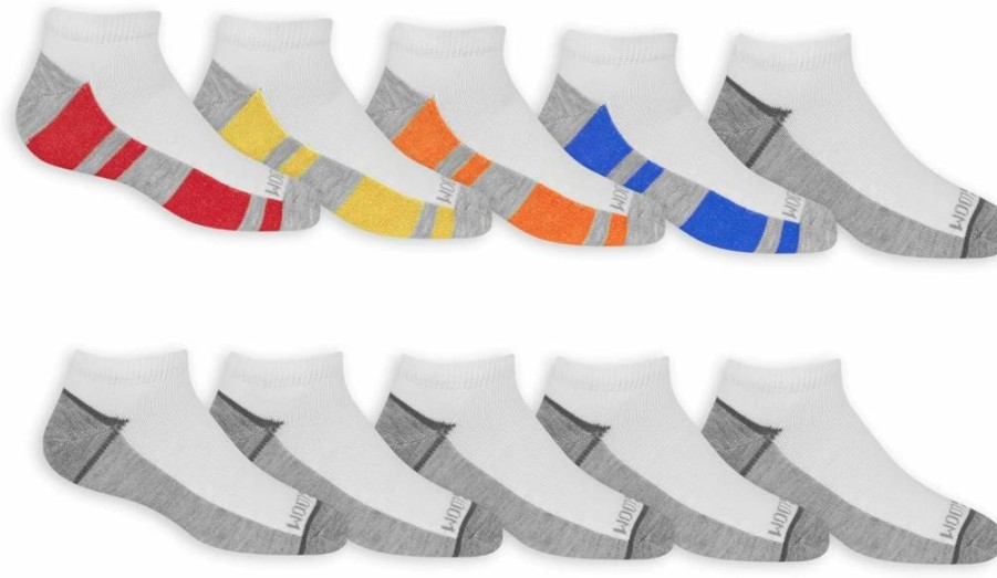 Fruit of the Loom Boys' No Show Socks 10-Pack - Lightweight Comfort Athletic Socks for Kids