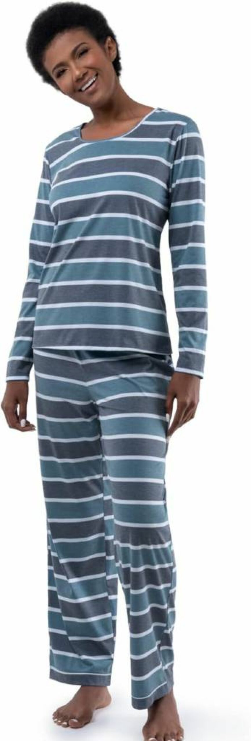 Fruit of the Loom Women's 2-Piece Long Sleeve Sleep Set - Soft Pajama Tee & Pants for Comfortable Nightwear
