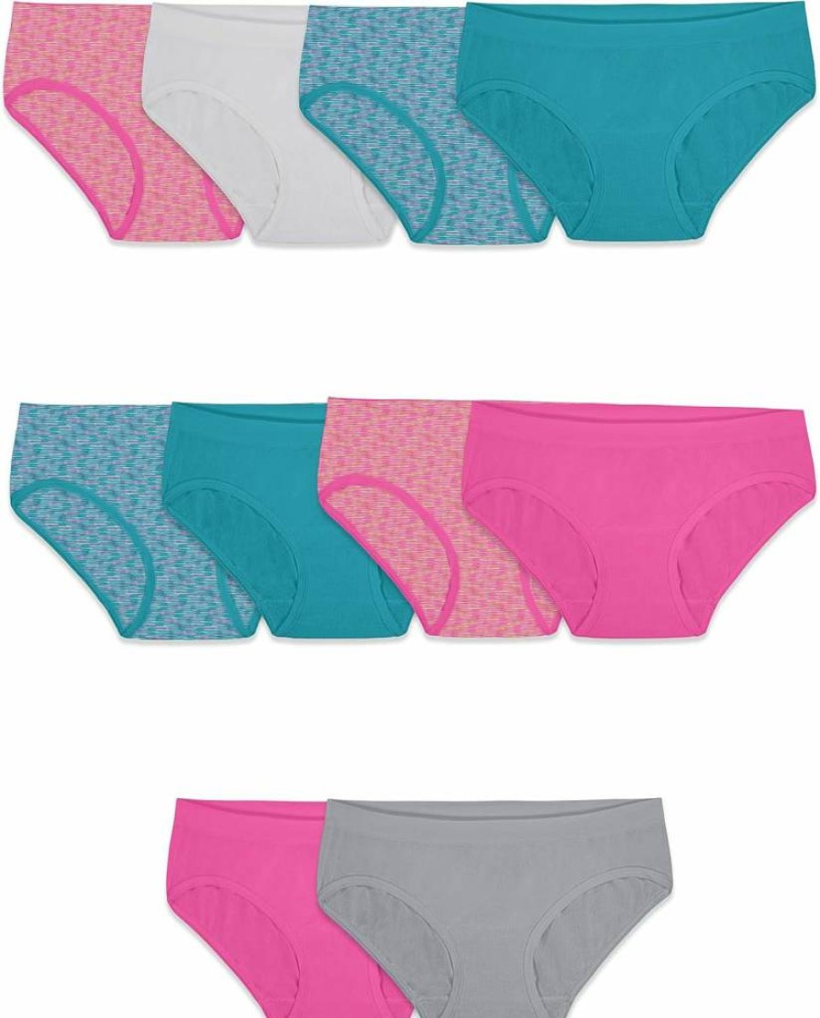 Fruit Of The Loom Girls' Seamless Cotton Underwear Multipack - Soft Breathable Panties for Kids - 5-Pack Assorted Colors