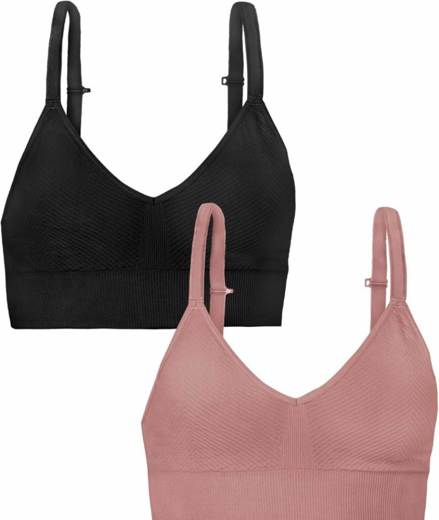 Fruit of the Loom Women's Seamless Bralette 2-Pack - Ultra Comfortable Everyday Essential Wireless Bra