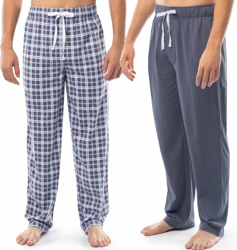 Fruit of the Loom Men's 2-Pack Soft Sueded Jersey Knit Sleep Pajama Pants for Comfort & Relaxation