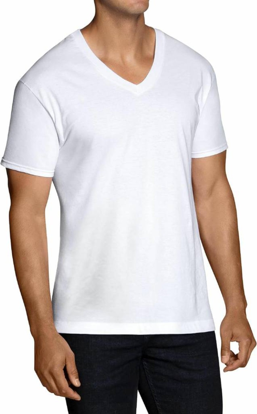 Fruit of the Loom Men's Moisture Wicking V-Neck Undershirt - Tag Free, Breathable, Available in Tall Sizes