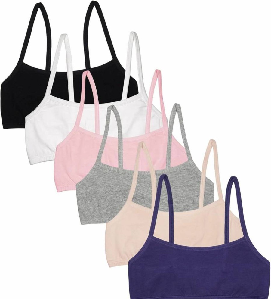 Fruit of the Loom Girls' Cotton Sports Bra - Comfortable Spaghetti Strap Activewear for Teens