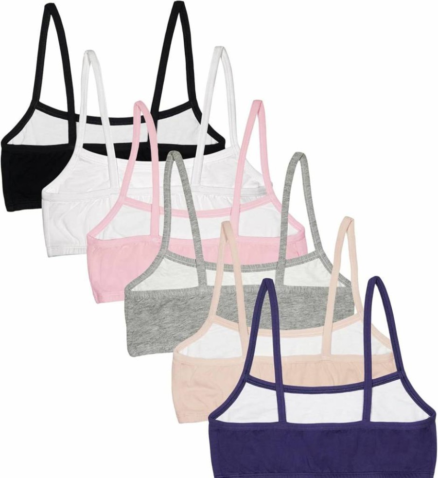 Fruit of the Loom Girls' Cotton Sports Bra - Comfortable Spaghetti Strap Activewear for Teens
