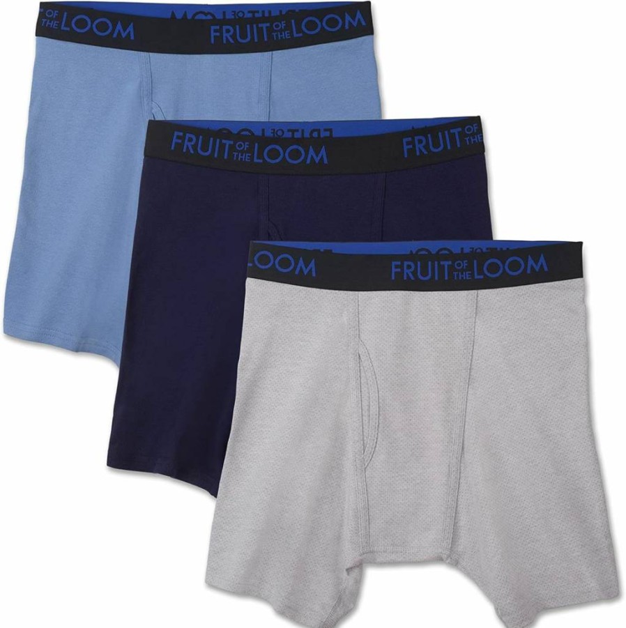 Fruit of the Loom Men's Cotton Boxer Briefs - Soft Breathable Underwear for Regular & Big & Tall Sizes