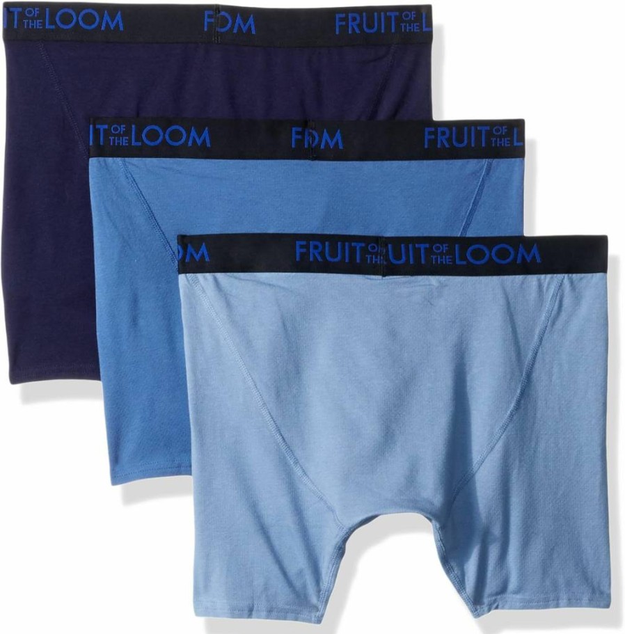 Fruit of the Loom Men's Cotton Boxer Briefs - Soft Breathable Underwear for Regular & Big & Tall Sizes