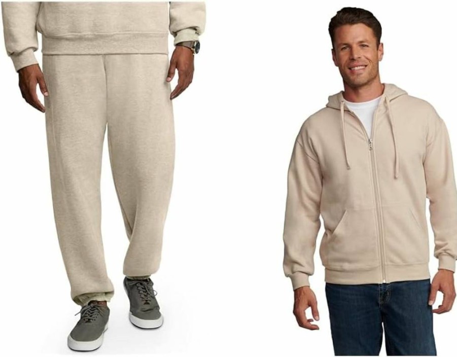 Fruit Of The Loom Men's Relaxed Fit Fleece Sweatpants with Elastic Waist & Pockets - Moisture Wicking, Breathable Comfort