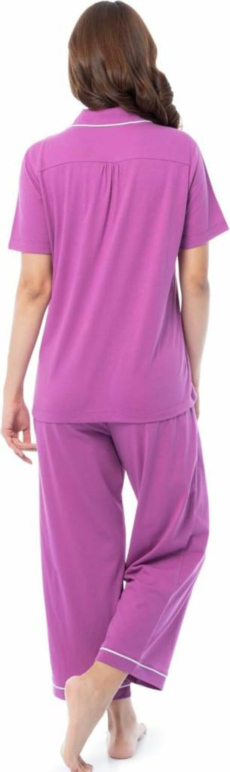 Fruit of the Loom Women's Comfortable Piped Button-Down Sleepwear Set - Cozy Pajama Top & Bottom