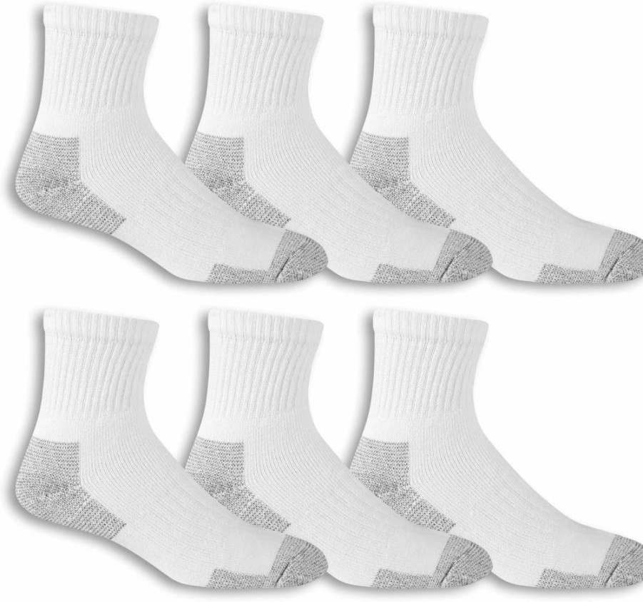 Fruit of the Loom Men's Work Boot Crew Socks 6-Pack, White, Medium (Size 6-12) - Durable Cotton Workwear Socks