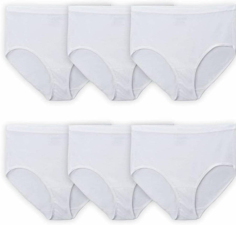 Fruit of the Loom Women's Plus Size Cotton Brief Underwear - Comfort Fit, White, Size 11+