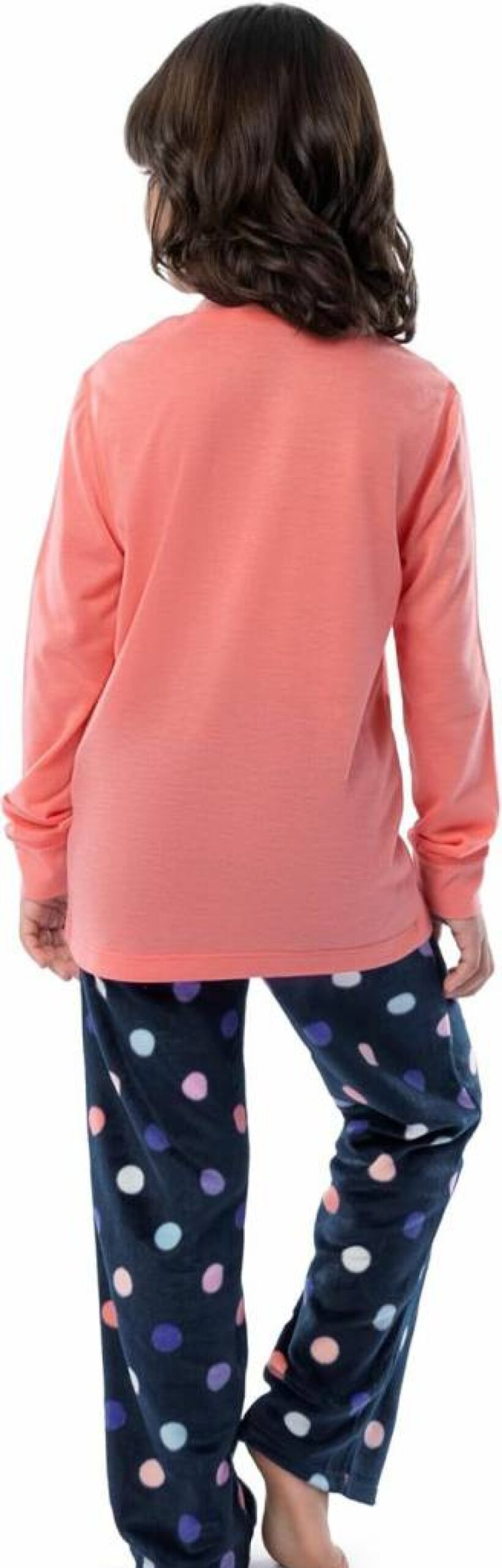 Fruit of the Loom Girls' Long Sleeve Cotton Henley Pajama Set with Fleece Pants for Comfortable Sleepwear