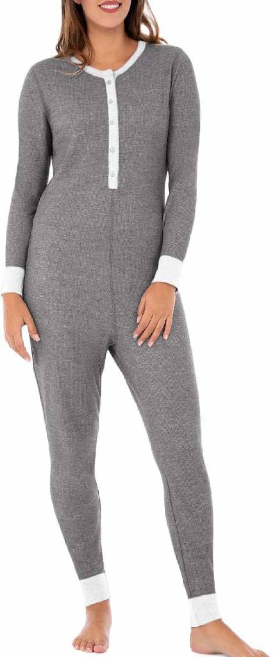 Fruit of the Loom Women's Micro Waffle Thermal Union Suit - Soft & Comfortable One-Piece Pajama Set