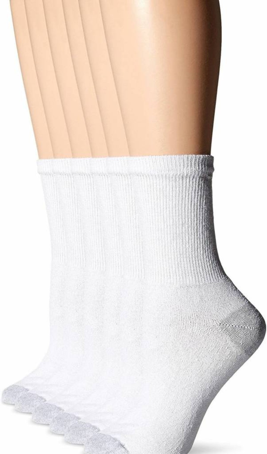 Fruit of the Loom Women's 6-Pack White Crew Socks - Soft Comfort Casual Socks for Shoe Size 8-12