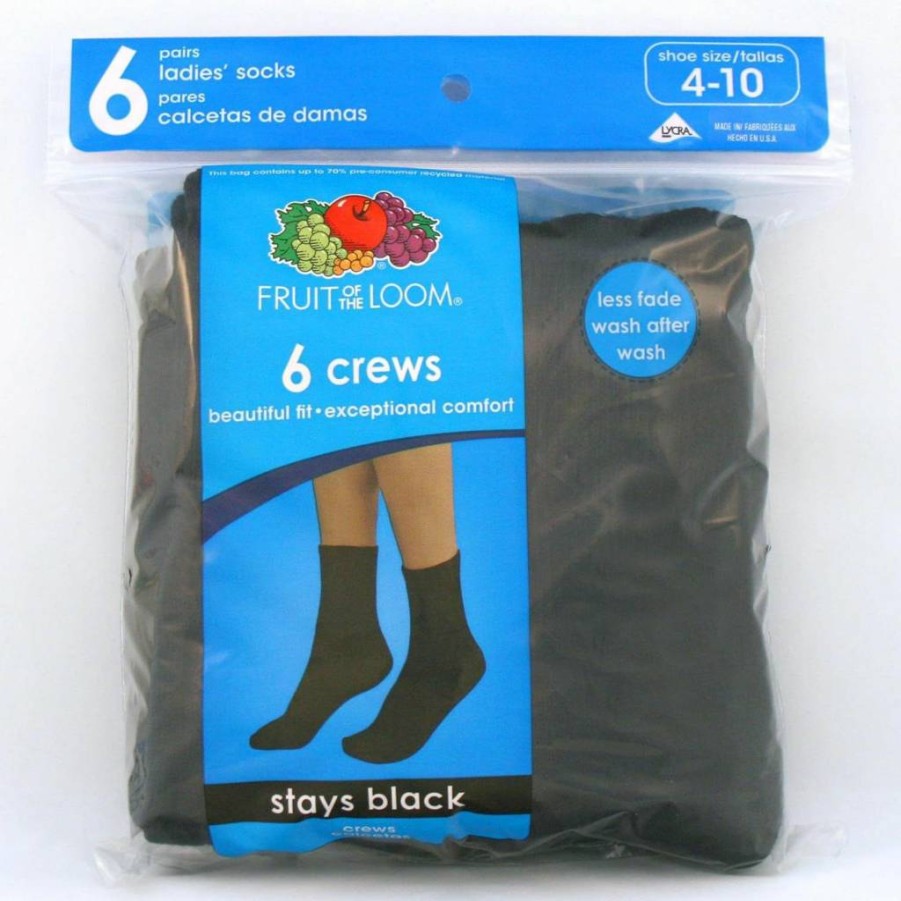 Fruit of the Loom Women's 6-Pack White Crew Socks - Soft Comfort Casual Socks for Shoe Size 8-12