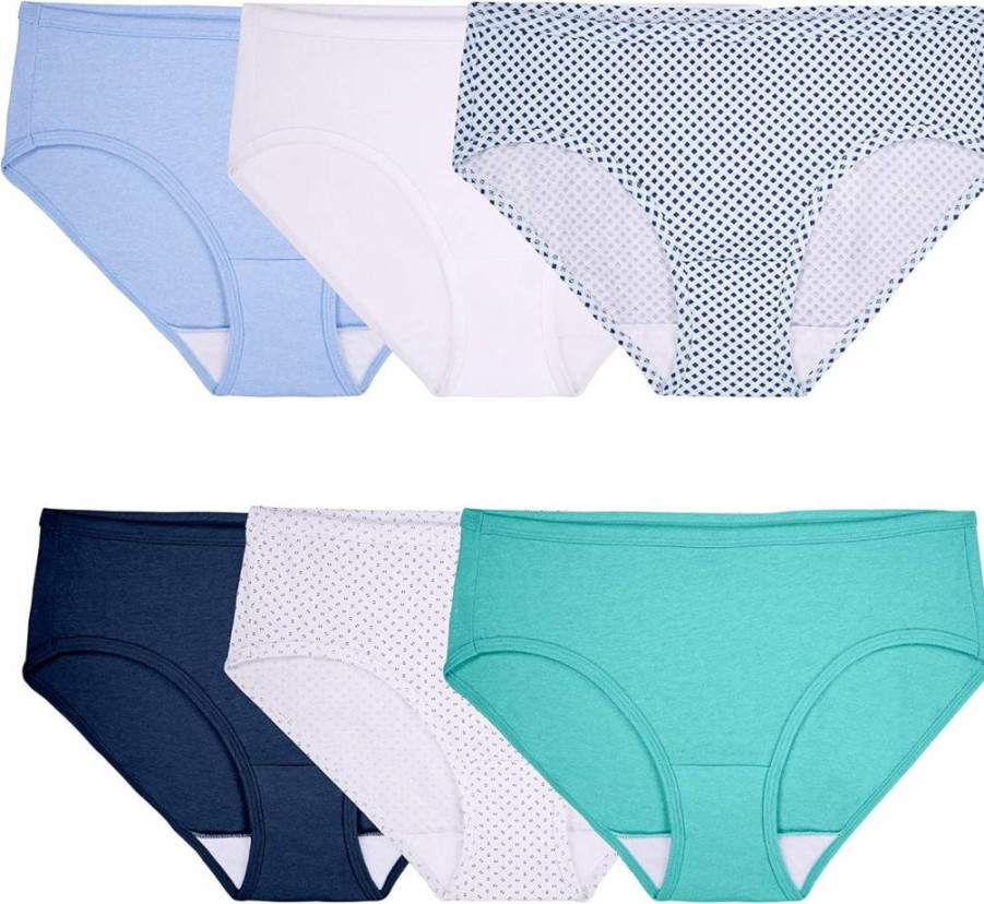 Fruit of the Loom Women's 6-Pack Cotton Hipster Underwear with Comfortable Covered Waistband
