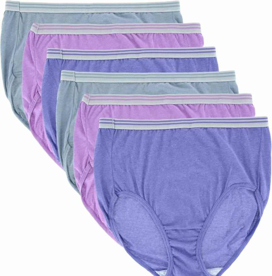 Fruit of the Loom Women's Plus-Size Cotton Briefs Underwear 6-Pack, Assorted Colors, Comfort Fit