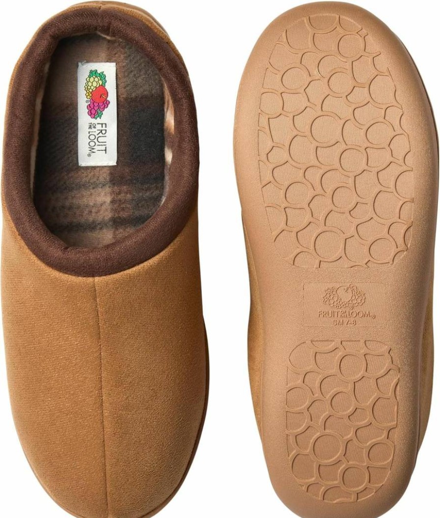 Fruit of the Loom Men's Memory Foam Slippers - Microsuede Clogs for Indoor & Outdoor Comfort - Machine Washable