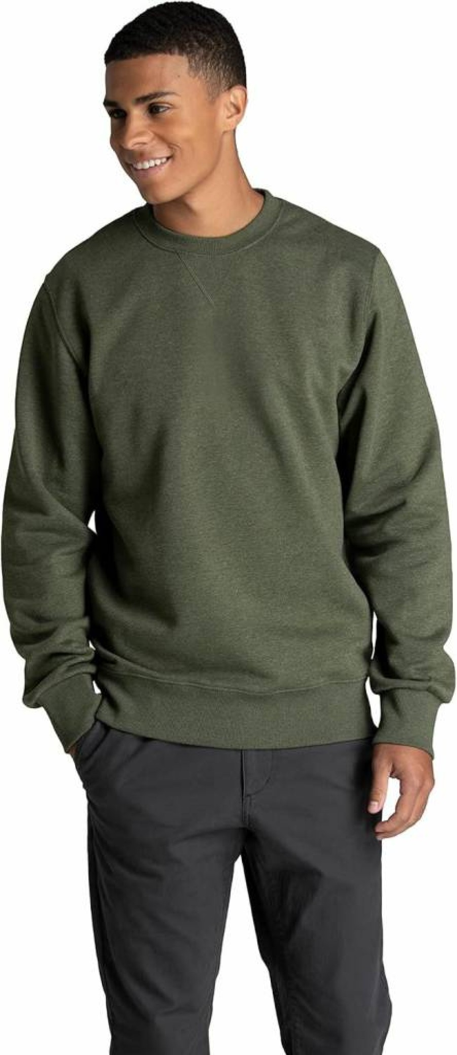 Fruit of the Loom Men's Soft Cotton Blend Fleece Crewneck Sweatshirt & Hoodie, Comfort Pullover, Sizes S-2X, Military Green Heather, Medium