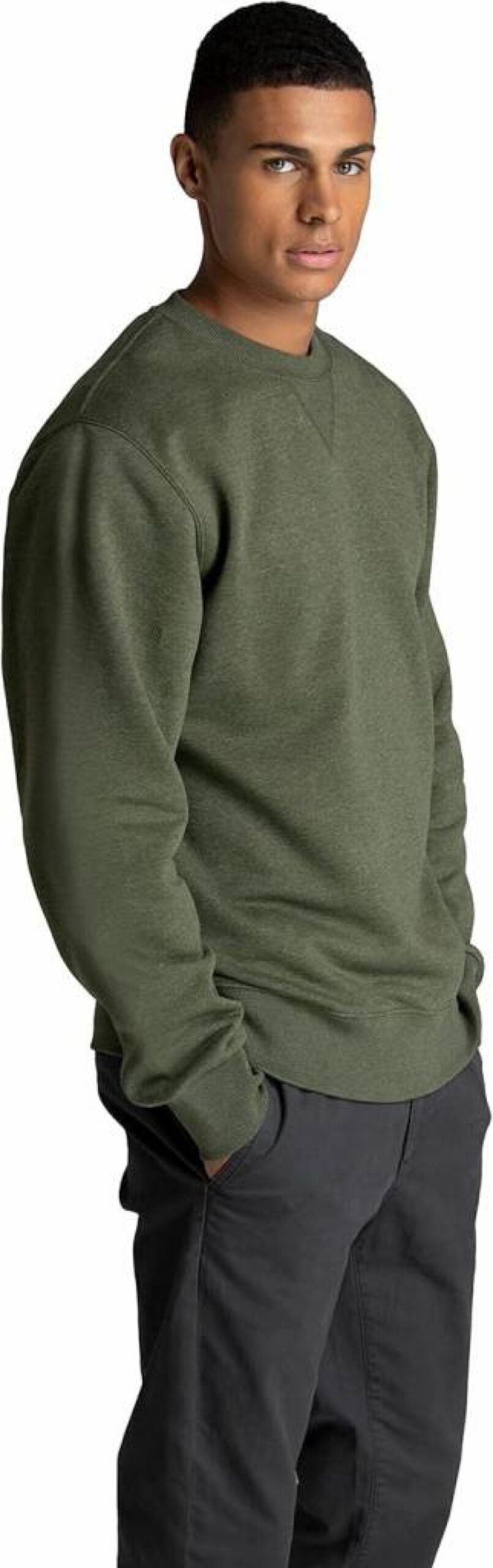 Fruit of the Loom Men's Soft Cotton Blend Fleece Crewneck Sweatshirt & Hoodie, Comfort Pullover, Sizes S-2X, Military Green Heather, Medium