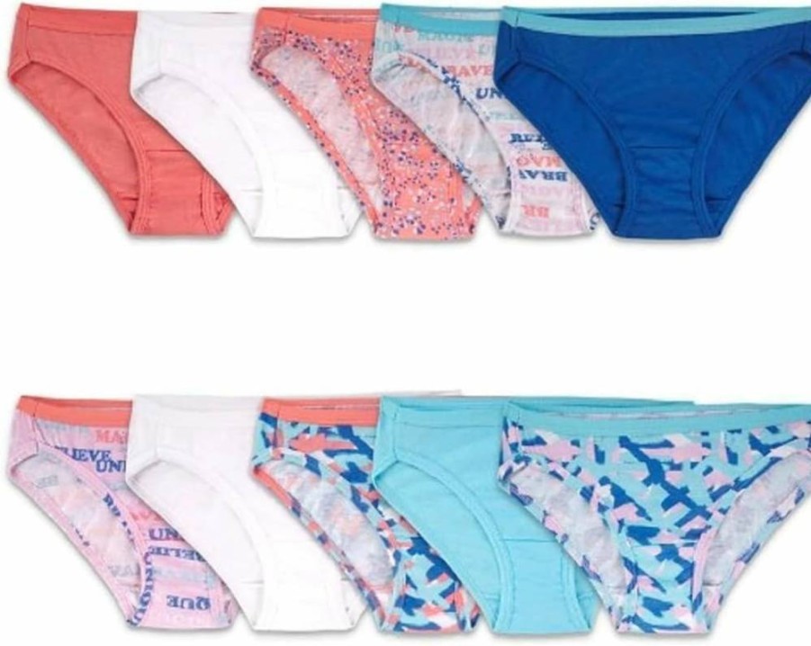 Fruit of the Loom Girls' Soft Cotton Bikini Underwear - Comfortable Breathable Panties for Kids and Teens