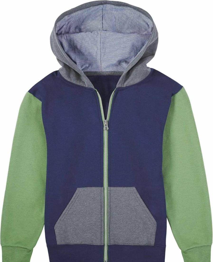 Fruit of the Loom Boys Fleece Full Zip Hoodie & Sweatpants Set, Navy/Green, Small US - Comfortable Kids Athletic Wear