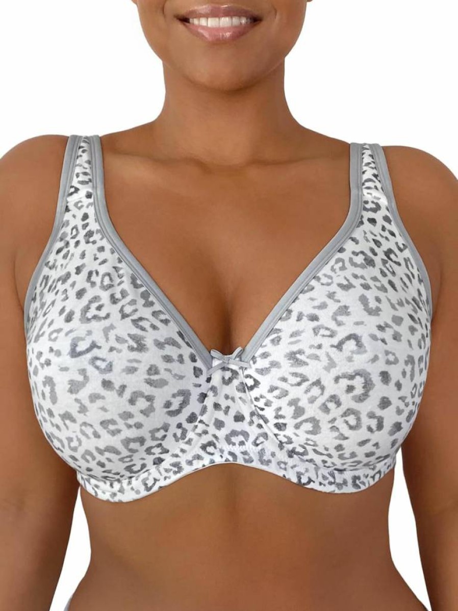 Fruit of the Loom Women's Plus Size Cotton Unlined Underwire Bra with Comfort Straps - Side & Back Smoothing Wireless Support