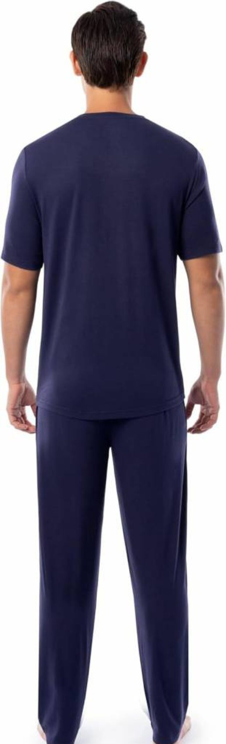 Fruit of the Loom Men's Stretch V-Neck Pajama Set - Soft Sleep Short Sleeve Top & Comfortable Pants