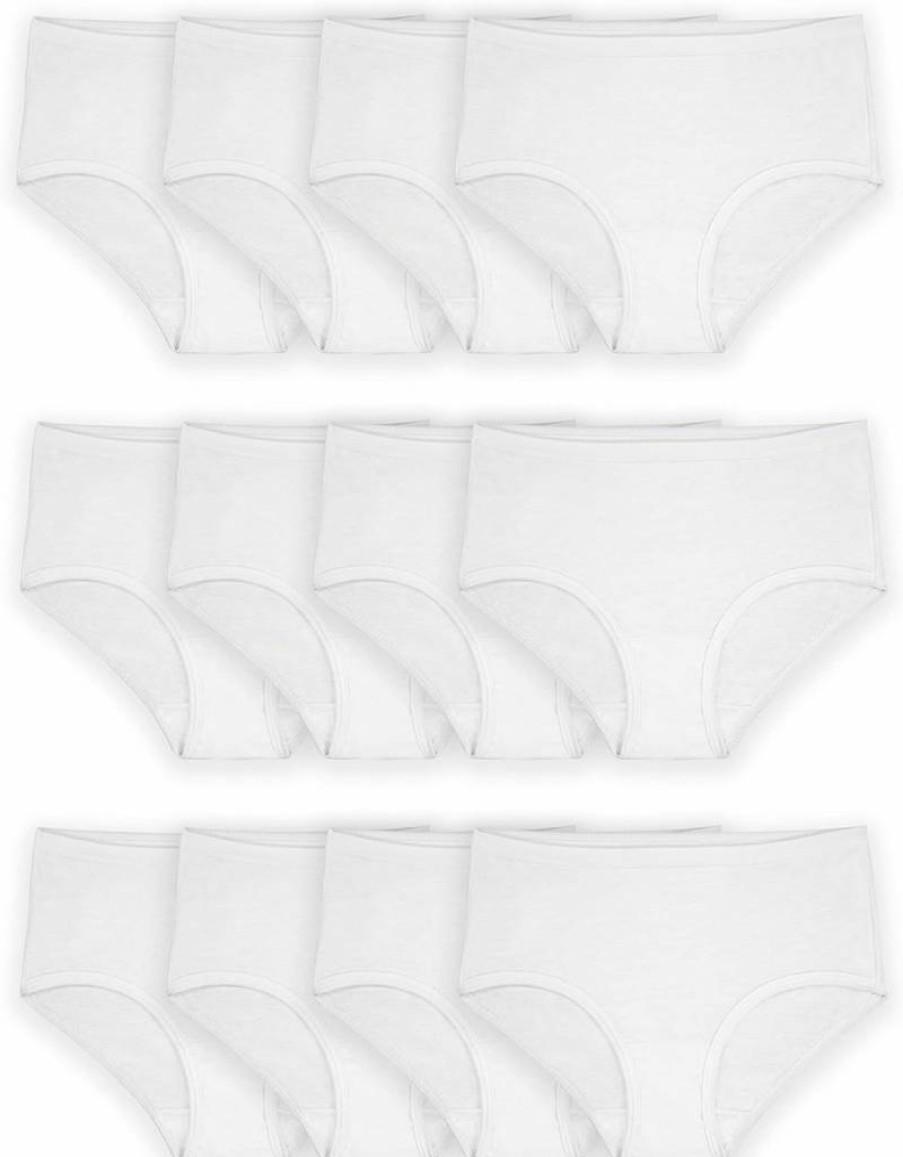 Fruit of the Loom Girls' Cotton Underwear 12-Pack - White, Size 8, Comfortable Briefs for Kids