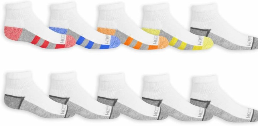 Fruit of the Loom Boys' 10-Pack Athletic Ankle Socks for Everyday Sports & Active Wear