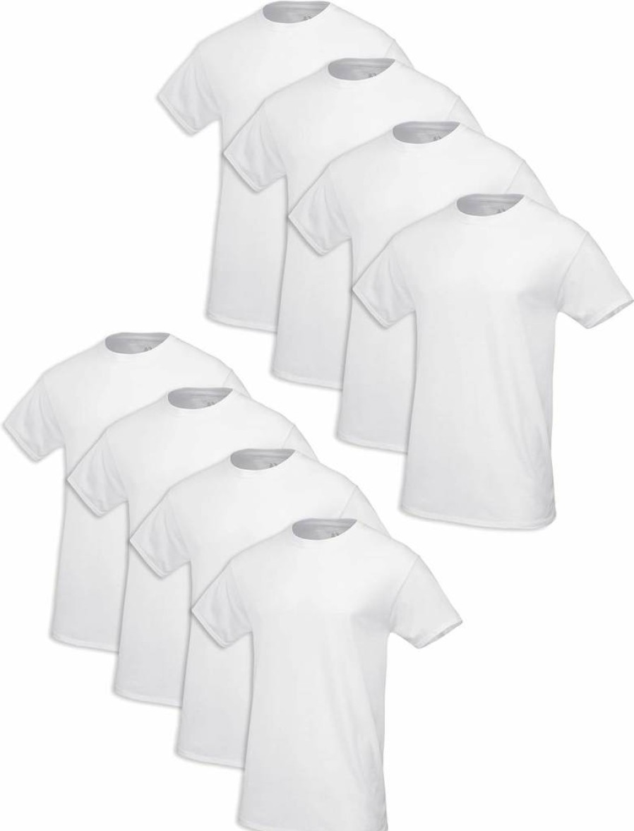 Fruit of the Loom Men's 100% Cotton Tag-Free Crew Neck Undershirts - Soft Comfort Fit White Tee