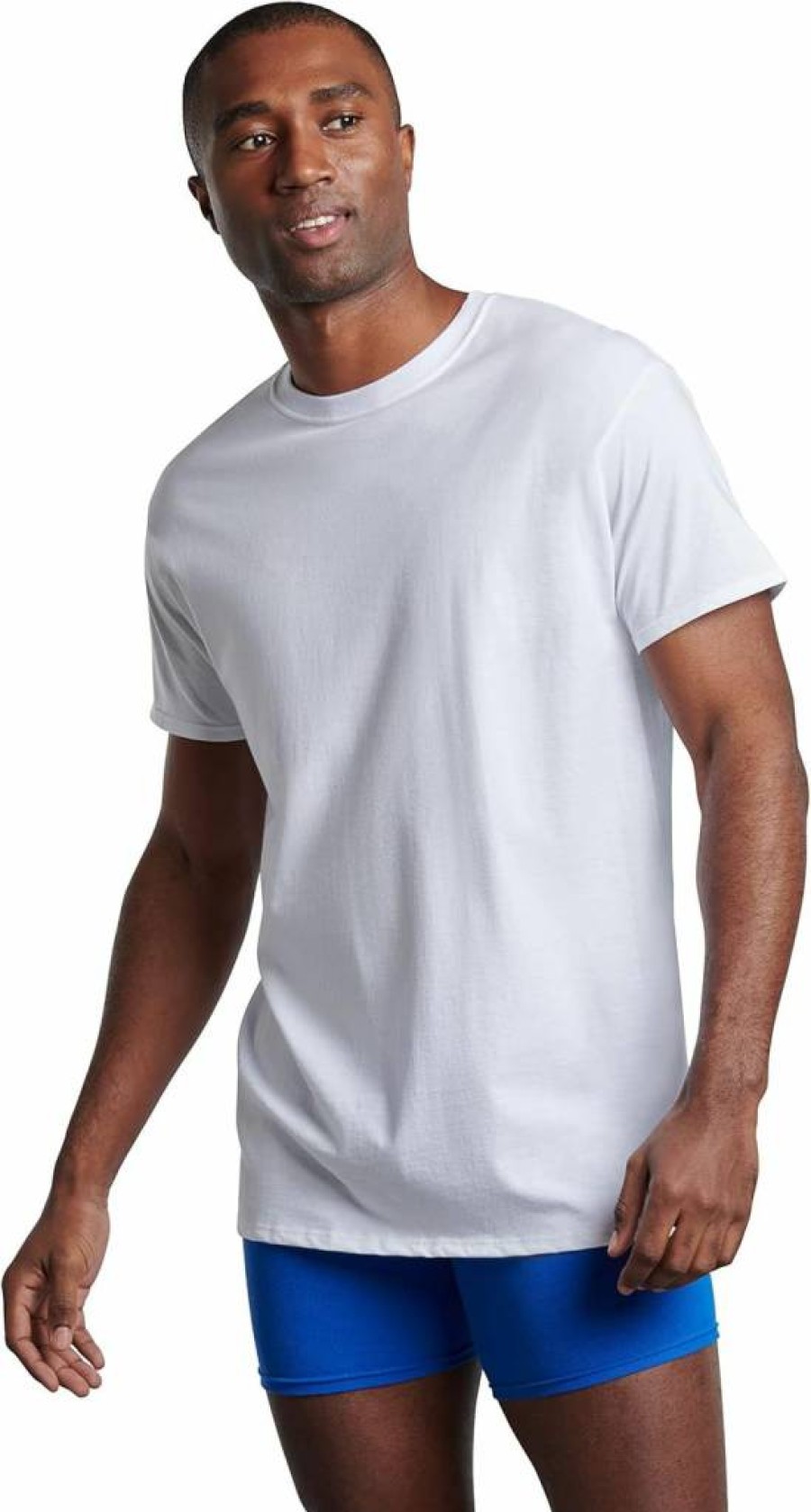 Fruit of the Loom Men's 100% Cotton Tag-Free Crew Neck Undershirts - Soft Comfort Fit White Tee