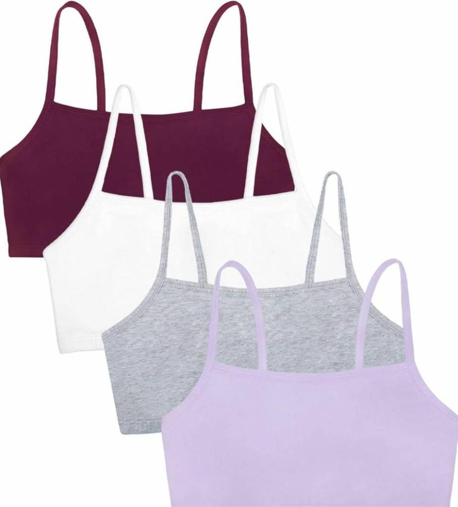 Fruit of the Loom Women's Cotton Sports Bra - Soft Spaghetti Strap Comfort for All-Day Wear - Breathable & Supportive Activewear - Value Pack (2-Pack or 3-Pack)