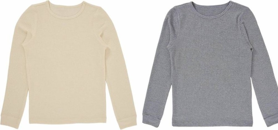 Fruit Of The Loom Girls' Thermal Waffle Crew Neck Shirts - 2-Pack Soft Warm Winter Tops