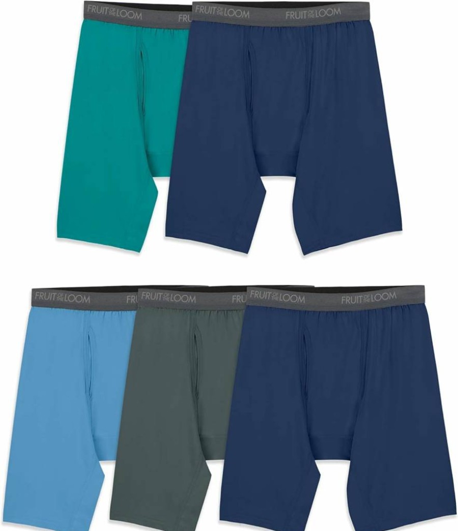 Fruit of the Loom Men's Micro-Stretch Boxer Briefs 5-Pack - Soft Breathable Underwear, Assorted Colors, Small