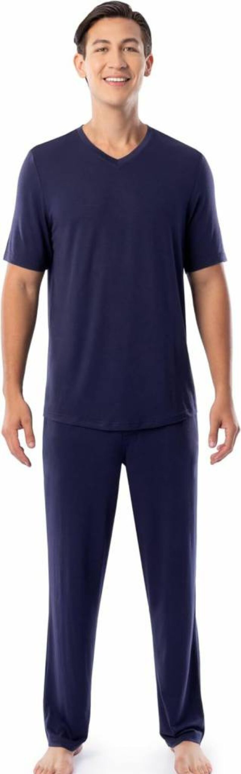 Fruit of the Loom Men's 360 Stretch V-Neck Pajama Set - Soft Short Sleeve Sleep Top & Comfortable Pants