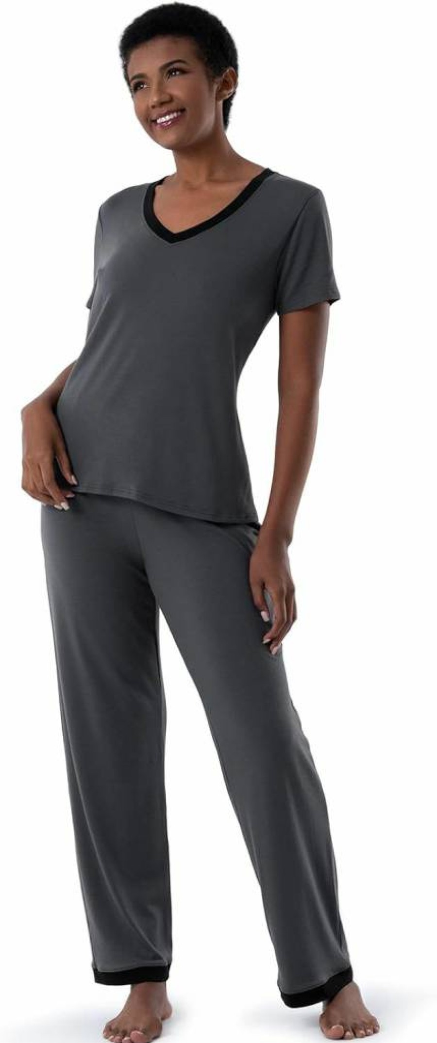 Fruit of the Loom Women's 2-Piece Short Sleeve Pajama Set - Comfortable Sleep Tee & Pant PJS