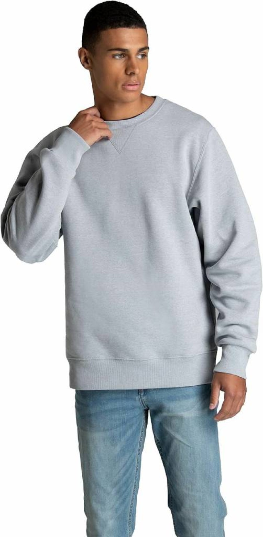 Fruit of the Loom Men's Soft Cotton Blend Fleece Crewneck Sweatshirt & Hoodie, Comfort Pullover, Sizes S-2XL, Grey Heather, Medium