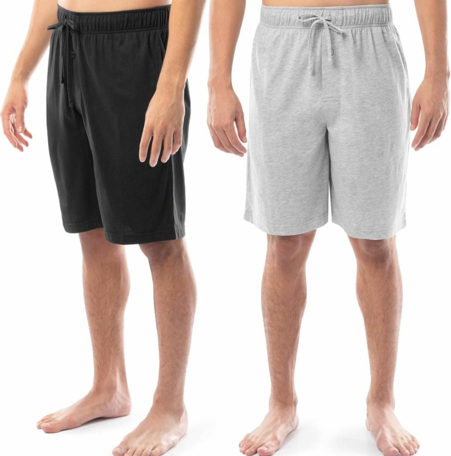 Fruit of the Loom Men's Comfortable 2-Pack Sleep Shorts, Jersey Knit Pajama Shorts for Men, Breathable Lounge Shorts