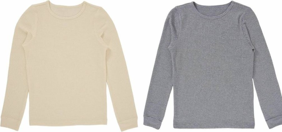Fruit Of The Loom Girls' Thermal Waffle Crewneck Shirts 2-Pack, Premium Soft Warm Long Sleeve Tops