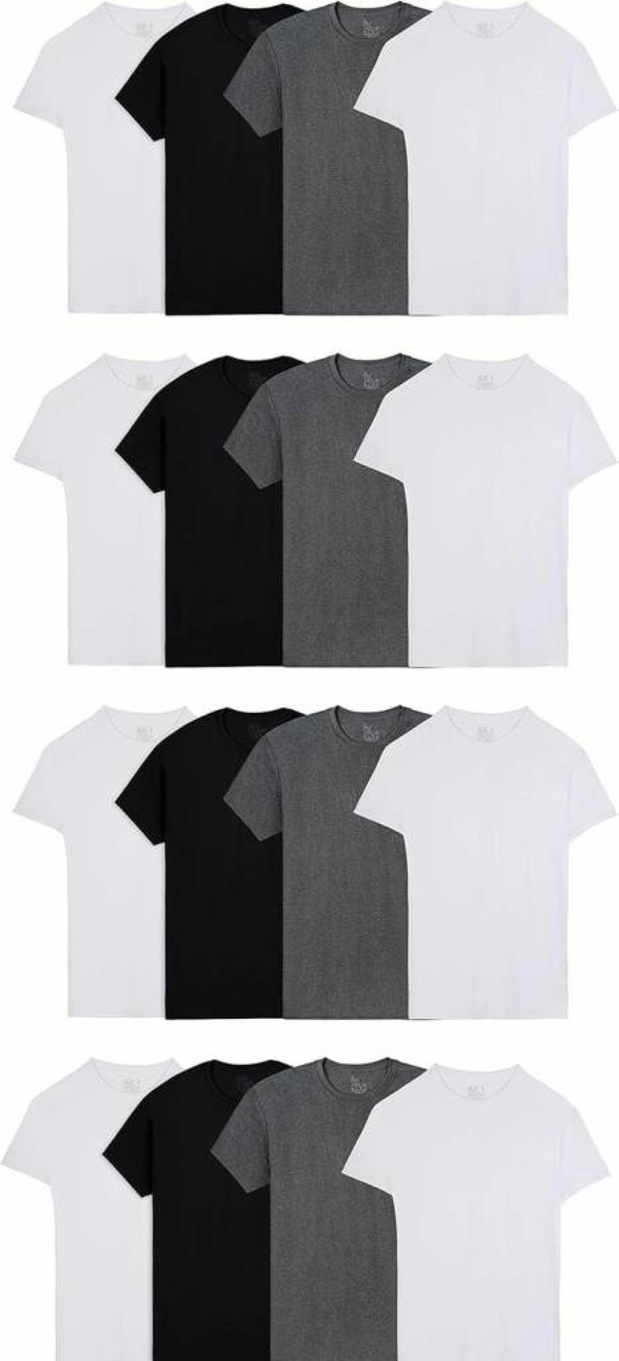 Fruit of the Loom Men's Cotton Blend Crew Neck Undershirts - 16 Pack (Black, Grey, White) - Lightweight, Breathable, Small Size