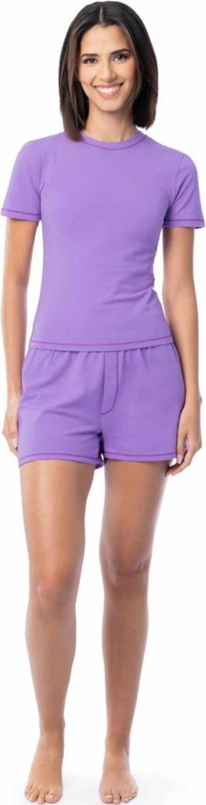 Fruit of the Loom Women's Energize Sleeve Tee and Shorts Pajama Set - Comfortable Sleepwear for Women