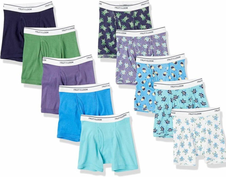 Fruit of the Loom Boys' and Toddler Tag-Free Breathable Boxer Briefs Multipack - Soft Cotton Underwear in Assorted Colors