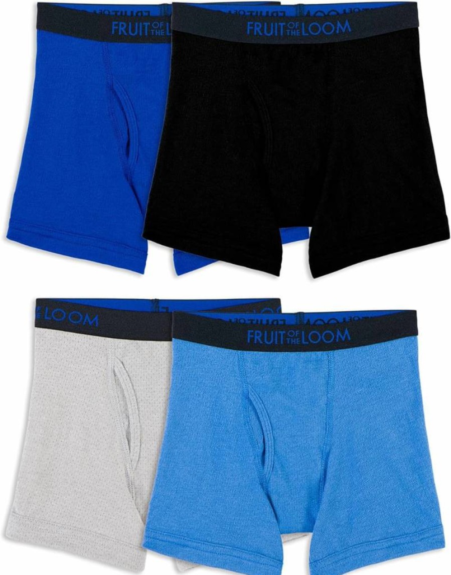 Fruit of the Loom Boys' Comfortable Breathable Mesh Boxer Briefs - Soft Underwear for Active Kids