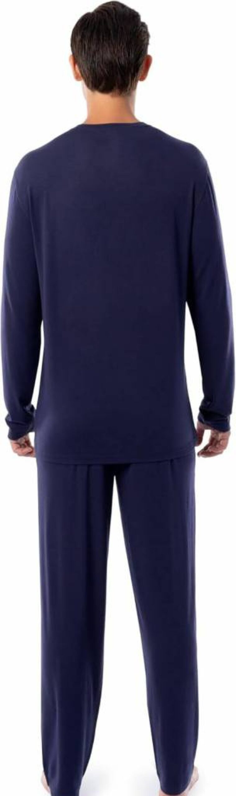 Fruit of the Loom Men's 360 Stretch Long Sleeve Henley Pajama Set - Comfortable Sleepwear Top & Pants