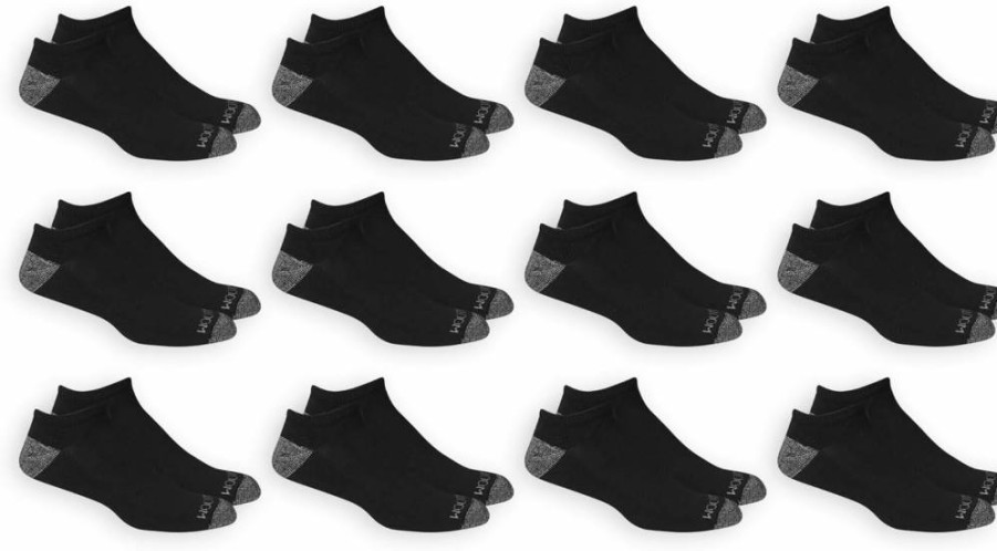 Fruit of the Loom Men's No Show Socks 12-Pack - Breathable Dual Defense Comfort Socks for Everyday Wear