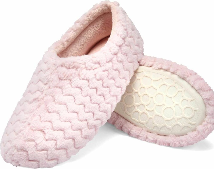 Fruit Of The Loom Women's Memory Foam Slippers - Indoor Outdoor Comfort with Chevron Design