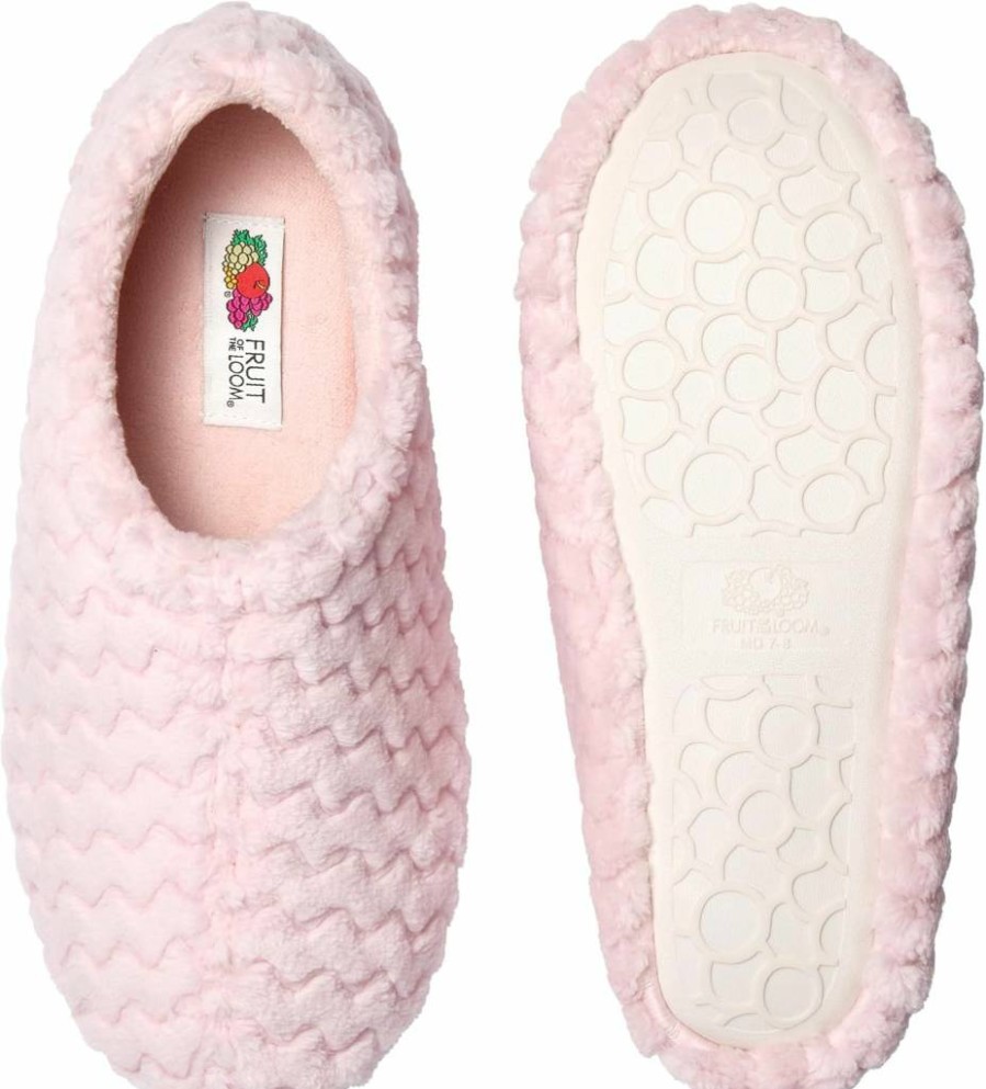 Fruit Of The Loom Women's Memory Foam Slippers - Indoor Outdoor Comfort with Chevron Design